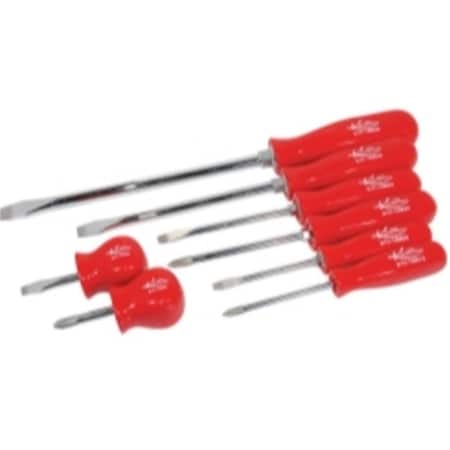 K-Tool International 8-Piece Phillips and Slotted Screwdriver Set with Red Handles KTI19800